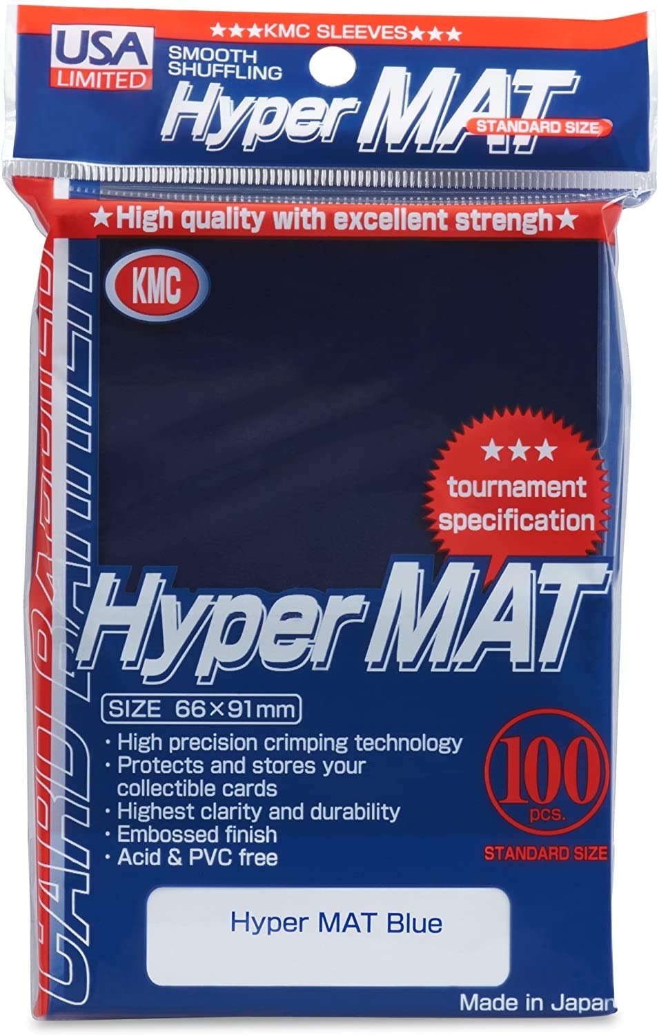 KMC - Hyper Mat Card Sleeves - Standard Size Blue - 100ct Made in Japa CARDPOPUSA KMC - Hyper Mat Card Sleeves - Standard Size Blue - 100ct Made in Japa CARDPOPUSA