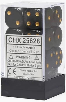 Chessex - 16mm d6 Dice Block - Black/gold
