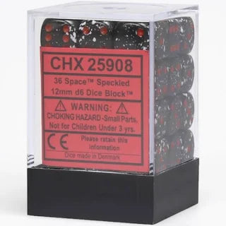 Chessex - 12mm d6 Dice Block - Black-Starlight/red