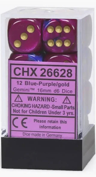 Chessex - 16mm d6 Dice Block - Blue-Purple/gold