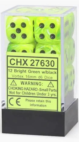 Chessex - 16mm d6 Dice Block - Bright Green/black