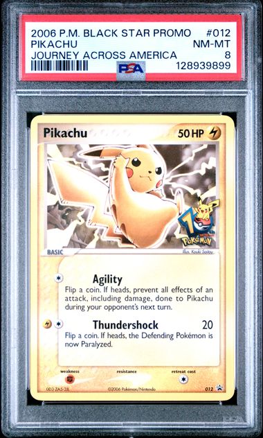 Pokemon - Black Star Promo - Journey Across America Pikachu #012 - 2006 - PSA 8