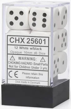 Chessex - 16mm d6 Dice Block - Black/white