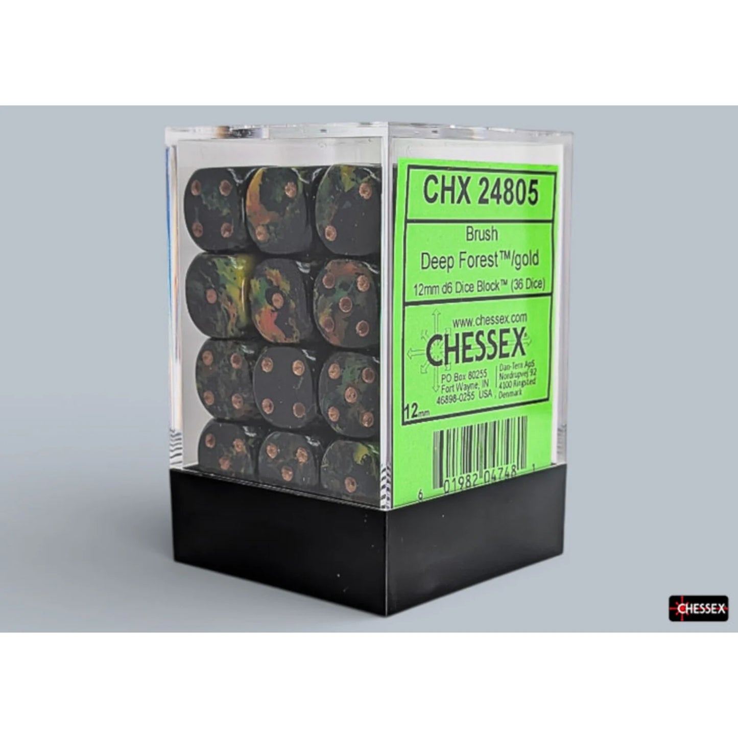Chessex - Deep Forest/Gold - 12mm d6 - Dice Block