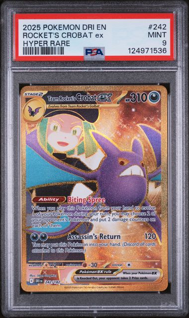 Pokemon - Destined Rivals - Team Rocket's Crobat Hyper Rare #424 - 2025 - PSA 9