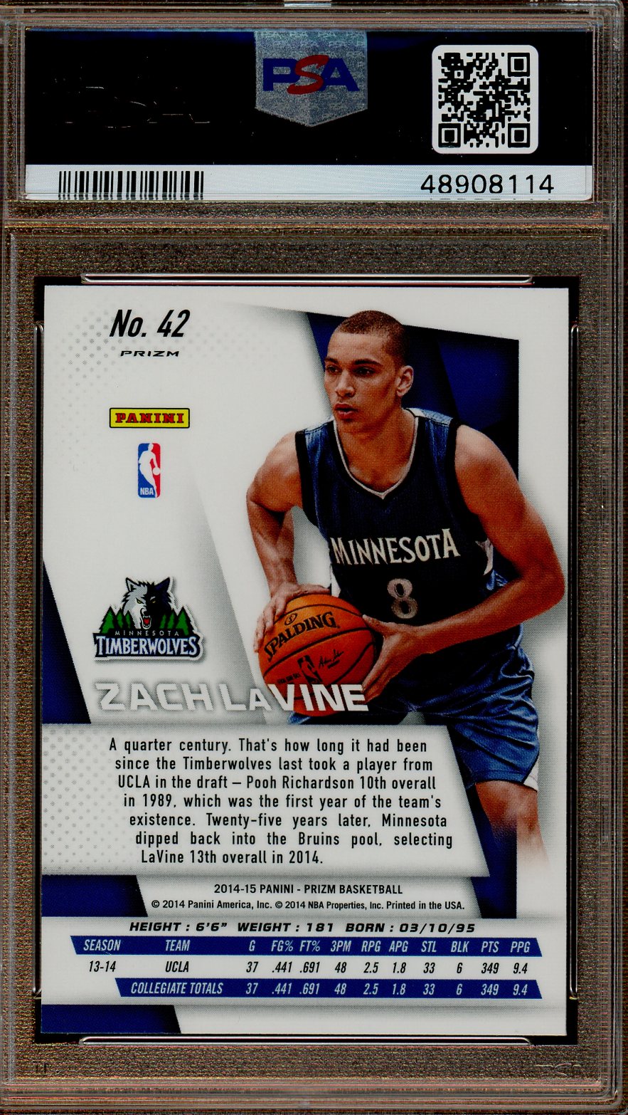 Panini - Prizm - SP Variations - Zach LaVine - 2014 - PSA 9