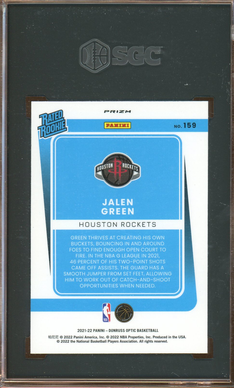 Panini - Donruss Optic - Rated Rookie Holo Prizm - Jalen Green - 2022 - SGC 10
