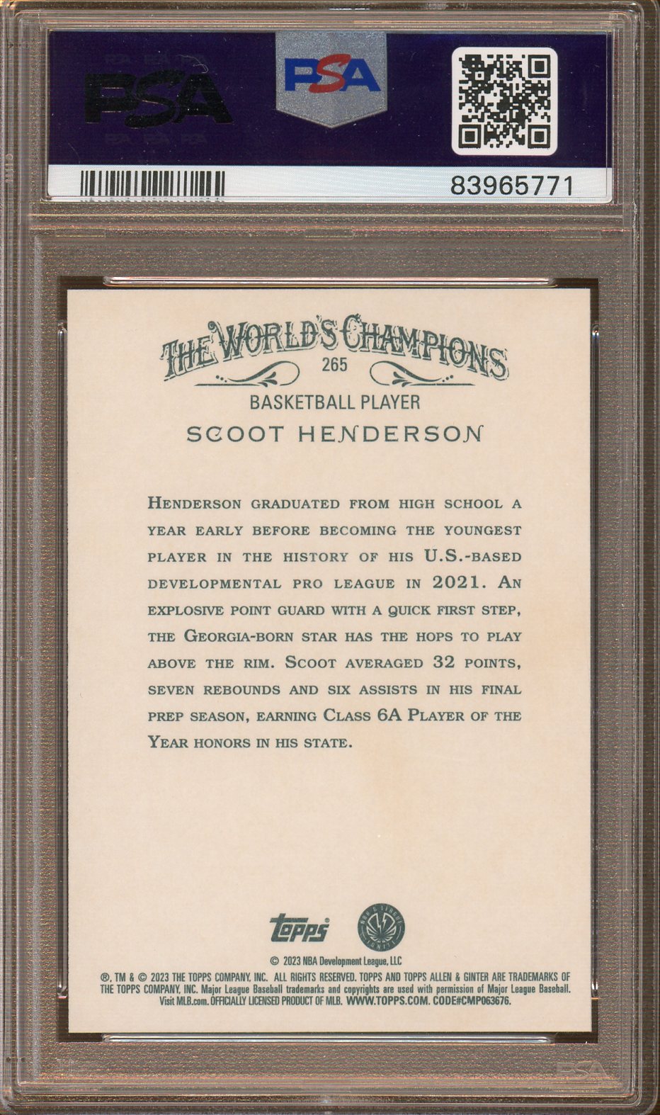 Topps - Allen & Ginter - Scoot Henderson #256 - 2023 - PSA 10