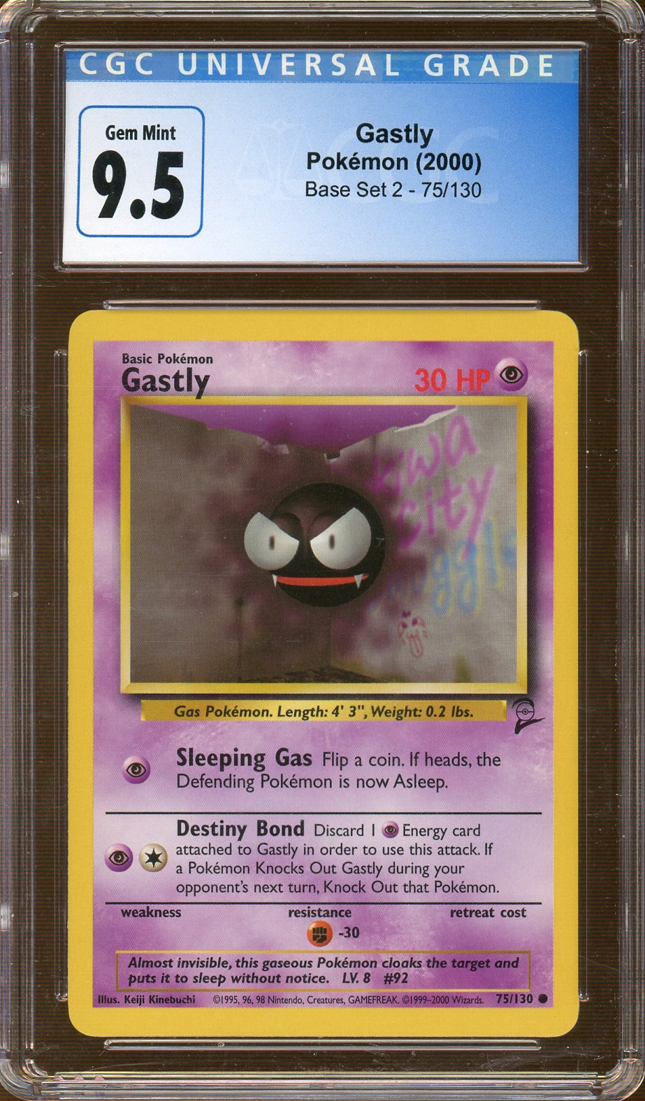 CGC - Gem Mint - 9.5 - 2000 - Pokemon - Base Set 2 - Gastly 
