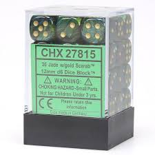 Chessex - 12mm d6 Dice Block - Jade/gold