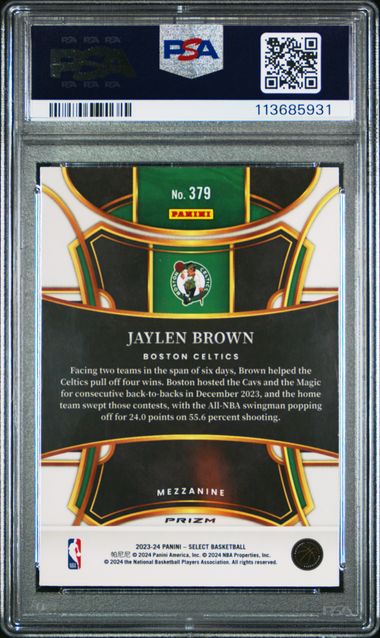 Panini - Select - Zebra Print - Jaylen Brown #379 - 2023 - PSA 10