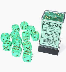 Chessex - 16mm d6 Dice Block - Light Green/gold