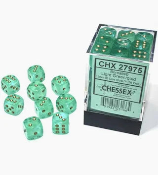 Chessex - 12mm d6 Dice Block - Light Green/gold