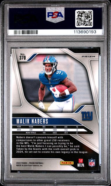 Panini - Prizm - Silver Prizm - Malik Nabers #270 - 2024 - PSA 9