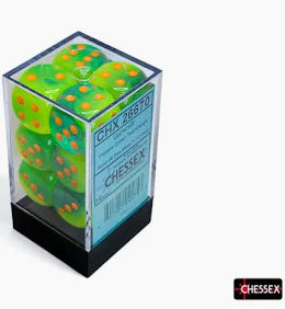 Chessex - 16mm d6 Dice Block - Plasma Green-Teal/orange