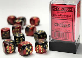Chessex - 16mm d6 Dice Block - Black-Red/gold