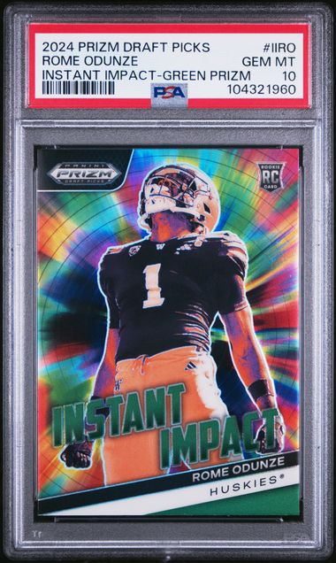 Panini - Prizm Draft Picks - Rome Odunze Instant Impact Green Prizm #IIRO - 2024 - PSA 10