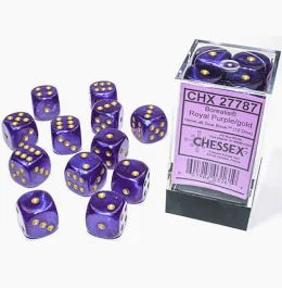 Chessex - 16mm d6 Dice Block - Royal Purple/gold