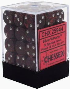 Chessex - 12mm d6 Dice Block - Silver Volcano