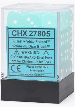 Chessex - 12mm d6 Dice Block - Teal/white