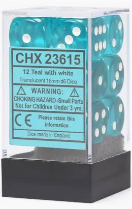 Chessex - 16mm d6 Dice Block - Teal/white