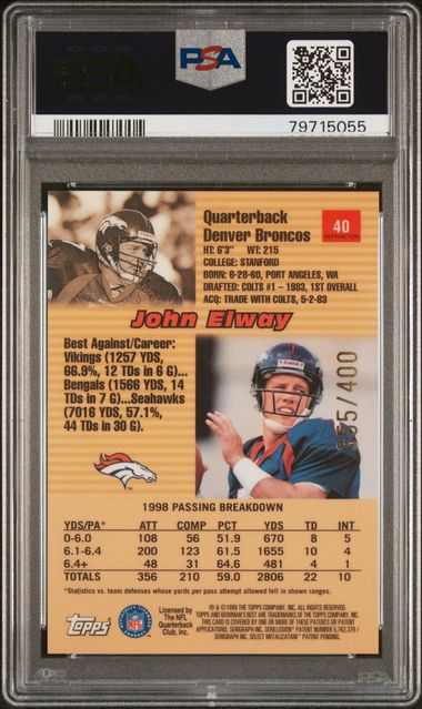 Topps - Bowman's Best - Refractor - John Elway - 1999 - PSA 9
