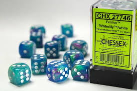 Chessex - 16mm d6 Dice Block - Waterlily/white