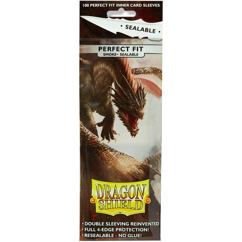 Dragon Shield - Perfect Fit Inner Card Sleeves - Sealable Smoke - 100ct
