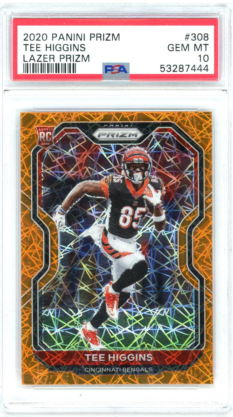 2020 Panini Prizm TEE HIGGINS Orange LAZER RC Cincinnati Bengals