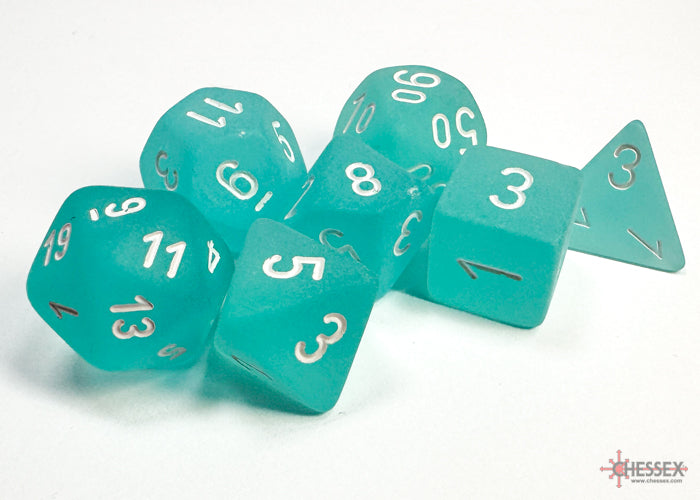 Chessex - Polyhedral 7-Die Dice Block - Frosted Teal/white