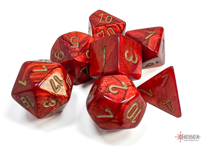 Chessex - Polyhedral 7-Die Dice Block - Scarab Scarlet/gold