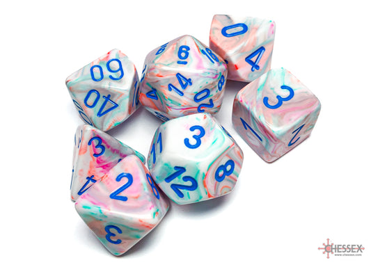 Chessex - Polyhedral 7-Die Dice Block - Festive Pop art/blue