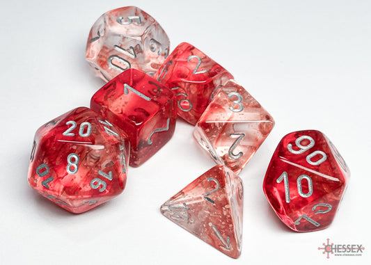 Chessex - Polyhedral 7-Die Dice Block - Nebula Red/silver