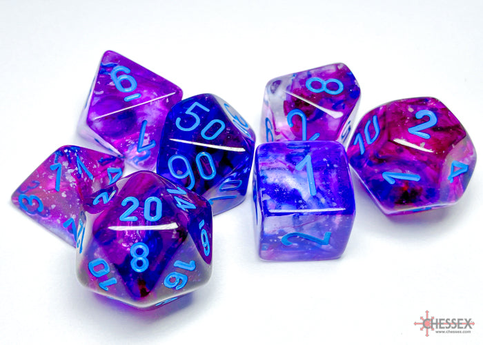 Chessex - Polyhedral 7-Die Dice Block - Nebula Nocturnal/blue