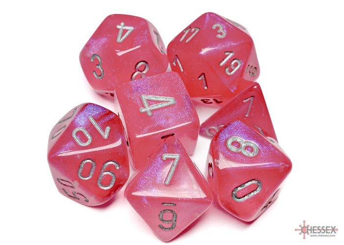 Chessex - Polyhedral 7-Die Dice Block - Borealis Pink/silver