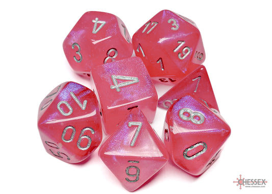 Chessex - Polyhedral 7-Die Dice Block - Borealis Pink/silver