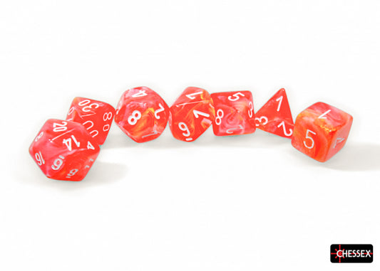Chessex - Polyhedral 7-Die Dice Block - Festive Dahlia/white