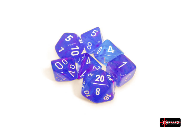 Chessex - Polyhedral 7-Die Dice Block - Nebula Aura/white