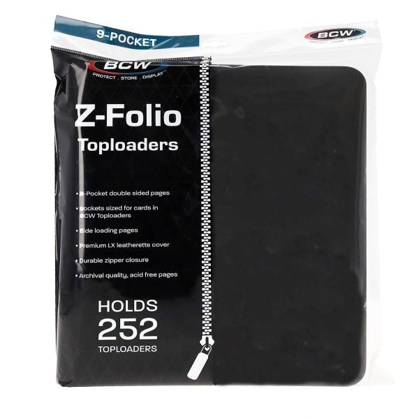 BCW - Z-Folio Toploader Binder - 9 PKT Zipper Binder (Black)