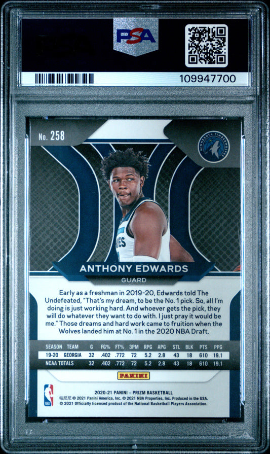 1PSA 8 - 2020 Panini Prizm - Anthony Edwards - Prizm