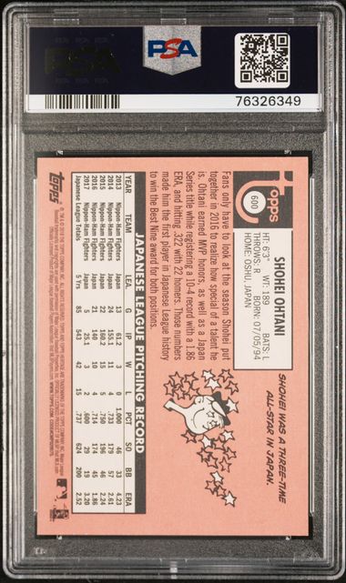 Topps - Heritage - Shohei Ohtani #600 - PSA Gem Mint 10 - 2018