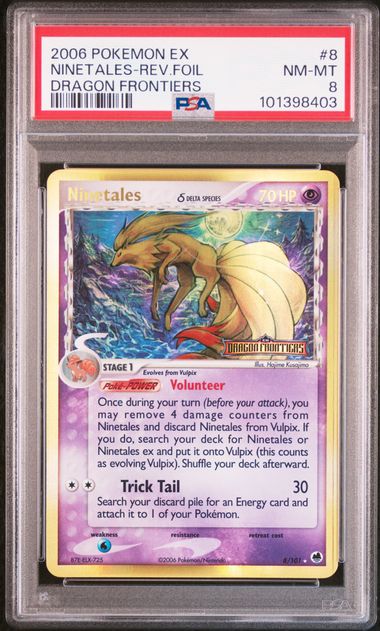 Pokemon - EX Dragon Frontiers - Ninetales Delta Species Reverse Holo #8 - PSA NM-MT 8 - 2006