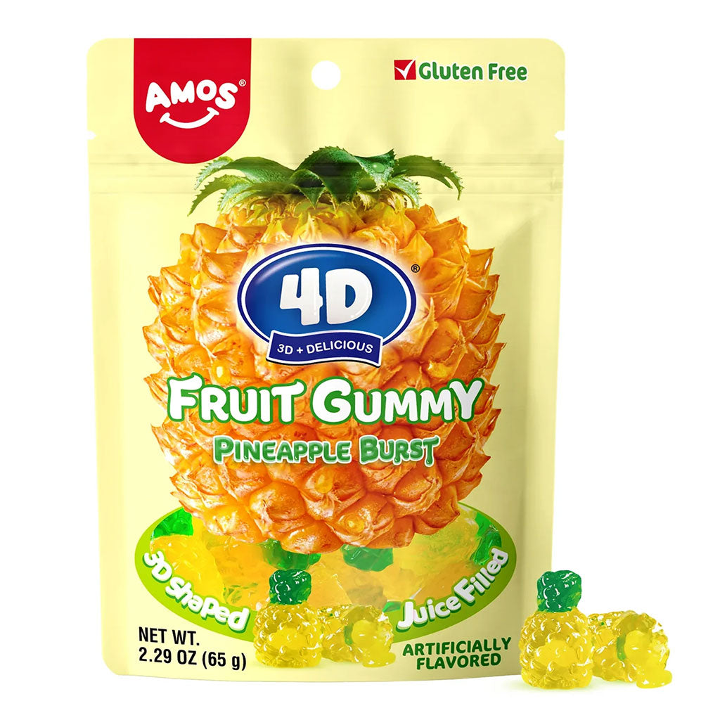 Amos - 4D Gummy Juicy Burst Pineapple (6oz)
