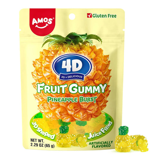 Amos - 4D Gummy Juicy Burst Pineapple (6oz)