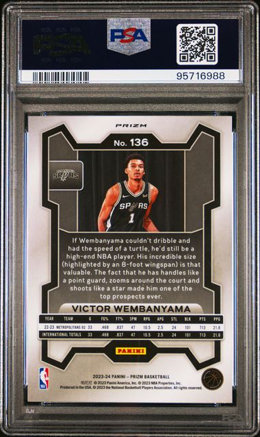Topps - Chrome - Red White Blue Refractor - Victor Wembanyama #136 - 2023 - PSA 10