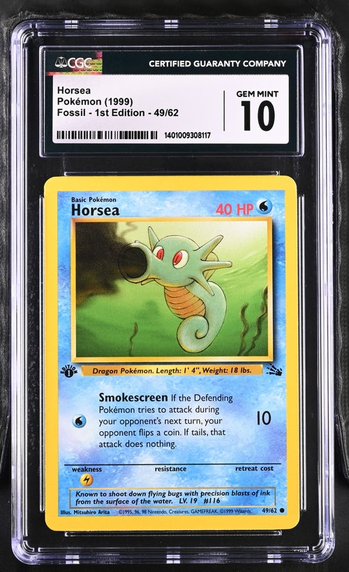 Pokemon - Fossil - Horsea 1st Edition - 1999 - CGC 10