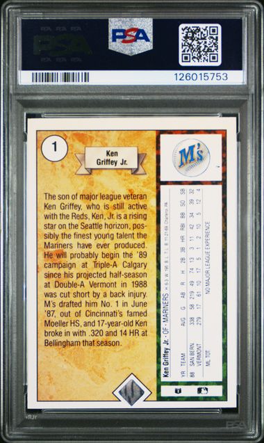 Upper Deck - Star Rookie - Ken Griffey Jr. #1 - 1989 - PSA 7