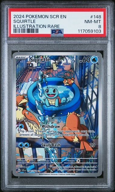 Pokemon - Stellar Crown - Squirtle Illustration Rare #148 - PSA NM-MT 8 - 2024