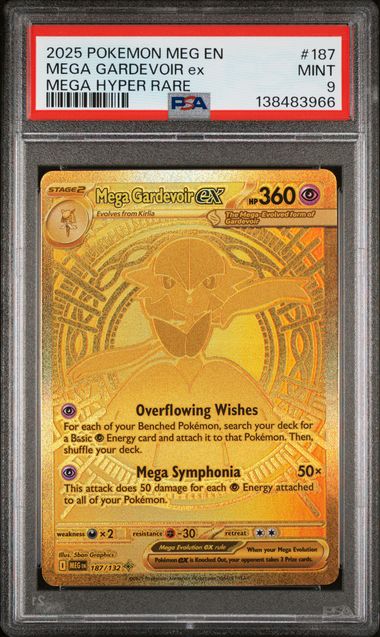 Pokemon - Mega Evolution - Mega Gardevoir ex Mega Hyper Rare #187 - 2025 - PSA 9