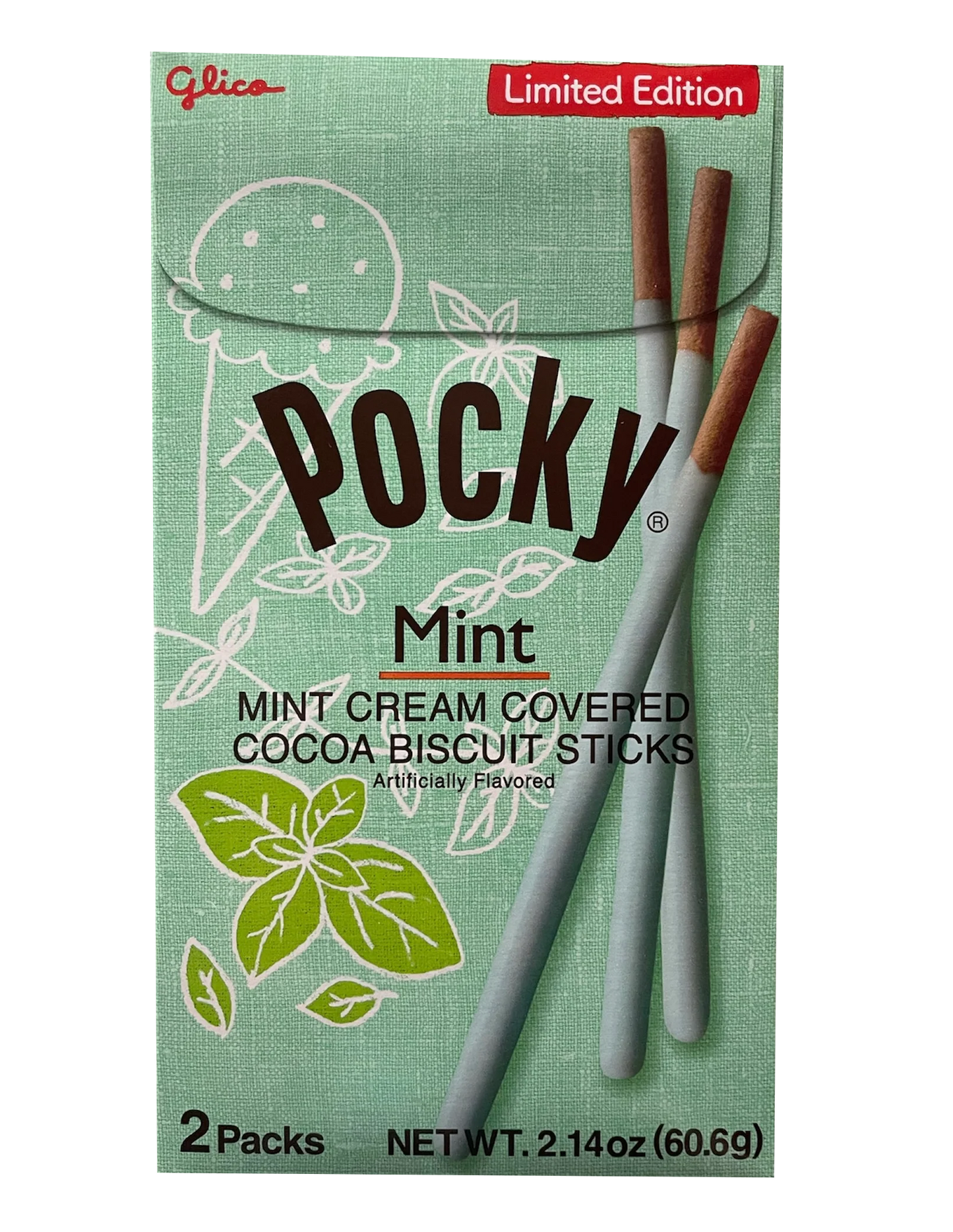 Glico - Pocky - Limited Edition Mint - Mint Cream Covered Cocoa Biscuit Sticks